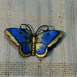 VTG 925 S Norway Blue and Yellow Butterfly Brooch